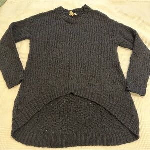 ⭐️⭐️ Eileen Fisher Large knit black sweater sz XS Shorter in front EUC